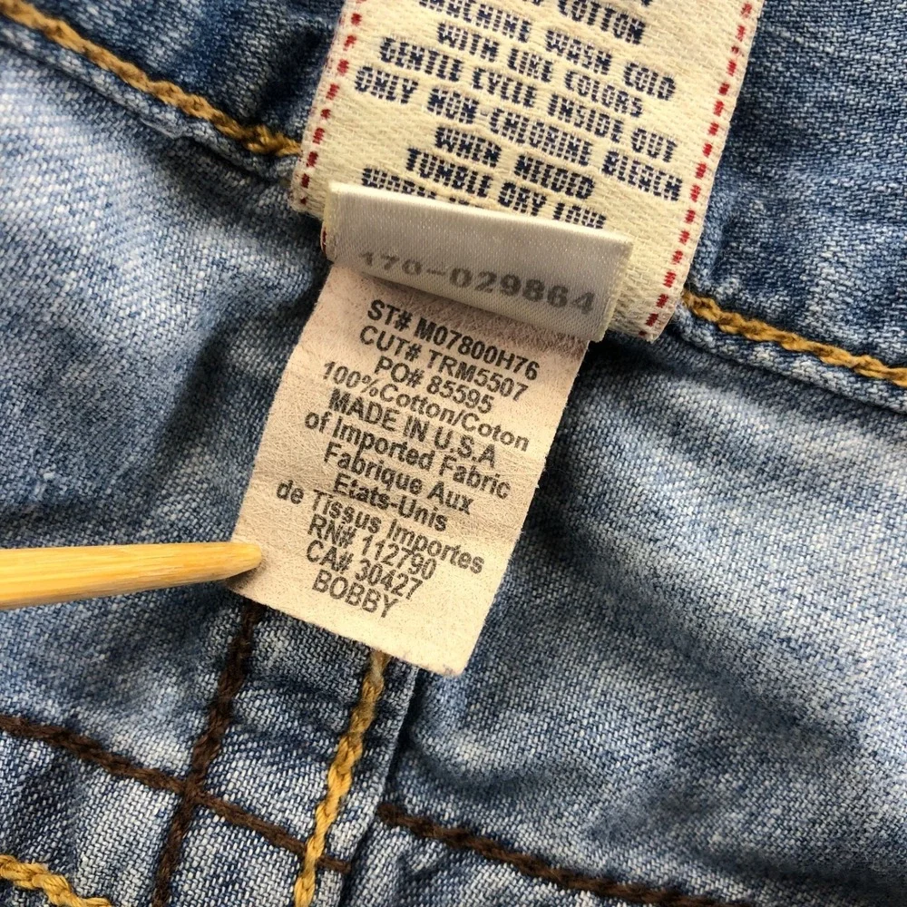 True Religion Jeans Mens 40x33 Blue Bobby Faded Light Wash Y2K Denim USA Made
